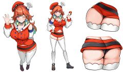 Rule 34 | 1girl, ;), absurdres, aqua hair, ass, black panties, breasts, chef hat, chicken (food), chicken leg, cleavage, food, gradient hair, hat, highres, hololive, hololive english, large breasts, long hair, microskirt, multicolored hair, multiple hats, multiple views, one eye closed, orange hair, orange hat, orange shirt, orange skirt, panpanmc4, panties, purple eyes, shirt, skirt, smile, takanashi kiara, takanashi kiara (1st costume), thighhighs, underwear, virtual youtuber, white sleeves, white thighhighs
