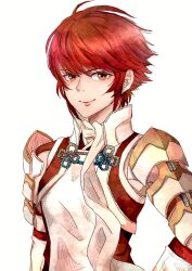 1girl closed_mouth fire_emblem fire_emblem_fates hinoka_(fire_emblem) japanese_clothes looking_at_viewer nintendo red_eyes red_hair short_hair smile solo sturm_fe_k11
