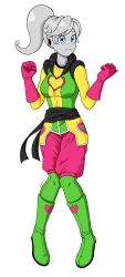1girl :3 absurdres belt blue_eyes blush blush_stickers boots breasts colored_skin dragon_ball dragon_ball_xenoverse facing_viewer female_focus female_majin full_body grey_skin heart highres kama-ta knees_together_feet_apart large_breasts looking_at_viewer pantyhose pigeon-toed puddin simple_background solo team_four_star transparent_background