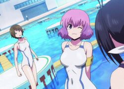 2girls animated animated_gif anime_screenshot ass cropped kaminashi_nozomi kawai_hanabi keijo!!!!!!!! knockout lowres multiple_girls nara_nanako one-piece_swimsuit swimsuit water watermark