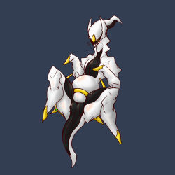 arceus artist_request creatures_(company) game_freak gen_4_pokemon highres legendary_pokemon lying mythical_pokemon nintendo no_humans on_back pokemon pokemon_(creature) simple_background solo spread_legs tagme