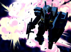 ballistic_shield energy_sword bowau00b7br-s-85-c2_beam_rifle directed-energy_weapon energy_cannon energy_gun energy_weapon explosion gm_quel gun gundam konsu_konsuke laser_cannon laser_gun mecha no_humans robot shield space weapon zeta_gundam