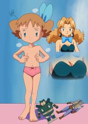 1girl action_figure blastoise blue_eyes brown_hair gen_1_pokemon highres loli molly_hale nintendo nipples panties pokemon pokemon_(anime) pokemon_(classic_anime) pokemon_3:_the_movie_-_spell_of_the_unown:_entei snorlax underwear