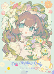 1girl animal_ears blush bonnet country_lolita flower frilled_bonnet frills highres holding holding_flower lolita_fashion long_hair nailiu_mashu original profile_picture solo