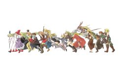 6+girls abekawa archer_(fft) arithmetician_(fft) armor bandana black_mage black_mage_(fft) black_mage_(final_fantasy) blonde_hair blush boots bow_(weapon) cape chemist_(fft) cropped dancer_(fft) dragoon dragoon_(fft) final_fantasy final_fantasy_tactics geomancer_(fft) gloves hair_bun hat headband heart helmet highres knight_(fft) leggings long_hair monk_(fft) multiple_girls mystic_(fft) orator_(fft) polearm ponytail samurai_(fft) sheath sheathed short_hair single_hair_bun spear squire_(fft) striped summoner_(fft) sword thief_(fft) time_mage time_mage_(fft) weapon white_mage white_mage_(fft) white_mage_(final_fantasy)