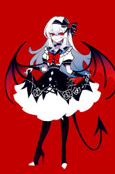 1girl black_skirt flower hair_flower hair_ornament high_heels highres looking_at_viewer nail_polish original pantyhose petticoat puffy_short_sleeves puffy_sleeves rose sailor_collar sheya short_sleeves skirt smile