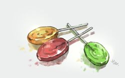 Rule 34 | candy, commentary request, food, food focus, highres, lollipop, no humans, original, shadow, signature, simple background, still life, white background, yamabuki (haruirokerria)