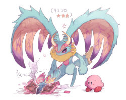 anger_vein angry antlers blush_stickers board_game chiimako clenched_hand colored_skin fecto_elfilis full_body furry holding holding_staff horns kirby kirby_(series) kirby_and_the_forgotten_land nintendo pink_skin staff star_(symbol) sweatdrop white_background yellow_fur