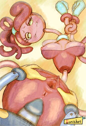 1boy 1girl absurdres anus blue_eyes breasts censored domisket heart heart-shaped_pupils hetero highres imminent_penetration medium_breasts mommy_long_legs monster_girl mosaic_censoring nipples penis pink_hair ponytail poppy_playtime precum pussy spread_pussy extendable_limbs symbol-shaped_pupils