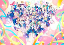 25-ji_nightcord_de._(project_sekai) 6+boys 6+girls absurdres akiyama_mizuki ankle_strap aoyagi_touya aqua_eyes aqua_hair aqua_sailor_collar asahina_mafuyu ascot azusawa_kohane balloon bare_legs bare_shoulders black_bow black_bowtie black_hair black_ribbon blazer blonde_hair blue_dress blue_eyes blue_hair blue_necktie blue_pants blue_shorts blunt_bangs blurry bob_cut bouquet bow bowtie box brown_hair cake center_frills champagne_flute choker cleavage_cutout clothing_cutout clover_hair_ornament collarbone collared_dress colored_tips colorful criss-cross_halter cropped_jacket cup depth_of_field dot_nose dress drill_hair drinking_glass everyone expressionless flower food formal_clothes frills front_slit gift gift_box gloves gold_trim gradient_hair green_eyes green_hair grey_hair hair_ornament hair_over_shoulder hair_ribbon half_gloves halter_dress halterneck hanasato_minori hand_on_own_chest hand_on_own_shoulder hatsune_miku heart heart-shaped_box heart_balloon high-low_skirt high-waist_shorts high-waist_skirt high_collar high_heels high_ponytail highres hinomori_shiho hinomori_shizuku holding holding_another&#039;s_wrist holding_bouquet holding_cake holding_food holding_gift holding_heart hoshino_ichika_(project_sekai) index_finger_raised jacket kagamine_len kagamine_rin kaito_(vocaloid) kamishiro_rui kiritani_haruka kusanagi_nene leo/need_(project_sekai) letter light_blush light_brown_hair loafers locked_arms long_dress long_hair looking_at_viewer looking_down megurine_luka meiko_(vocaloid) memel mochizuki_honami momoi_airi more_more_jump!_(project_sekai) multicolored_hair multiple_boys multiple_girls musical_staff musical_staff_print necktie off-shoulder_dress off_shoulder one_eye_closed ootori_emu open_mouth pants party_popper pink_eyes pink_hair pink_necktie pink_shoes ponytail project_sekai puffy_short_sleeves puffy_sleeves purple_eyes purple_hair ribbon ribbon_choker rose sailor_collar sailor_dress selfie shinonome_akito shinonome_ena shiraishi_an shoes short_dress short_hair short_sleeves short_twintails shorts side_drill side_slit sidelocks single_sidelock skirt sleeveless sleeveless_dress spaghetti_strap sparkle sparkle_print split-color_hair star_balloon streaked_hair streamers string_of_flags suit_jacket tailcoat tareme tenma_saki tenma_tsukasa twintails two_side_up underbust v very_long_hair vivid_bad_squad_(project_sekai) vocaloid waist_bow wax_seal white_ascot white_flower white_gloves wing_collar wonderlands_x_showtime_(project_sekai) yellow_eyes yoisaki_kanade