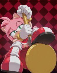 2025 abstract_background amy_rose bare_legs boots bracelet dress eyelashes fat_mons flashing flashing_pussy furry gloves green_eyes groin hair_ornament hairband half-closed_eyes hammer hedgehog highres jewelry legs loli looking_at_viewer narrowed_eyes no_panties pink_hair pussy red_dress saransaran sega shoes short_hair sitting smile solo sonic_(series) sonic_frontiers toy_hammer