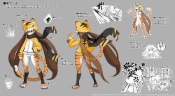 animal_costume animal_ears animal_hands animal_print brown_hair cat_costume cat_girl reference_sheet concept_art disgaea disgaea_4 disgaea_rpg gloves hat jacket kazamatsuri_fuuka long_hair makai_senki_disgaea_4 nekomata_(disgaea) official_art paw_gloves paw_shoes scarf tail tiger_costume tiger_ears tiger_girl tiger_print tiger_tail twintails zodiac_fuka