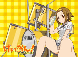 00s 1girl bad_id bad_pixiv_id bottle bottled_water brown_eyes brown_hair drum drum_set female_focus hairband instrument k-on! school_uniform short_hair solo tainaka_ritsu tennen_ahoke water water_bottle yamaha yellow_eyes