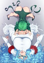 1futa 1girl anus ass bralines breasts cheek_bulge curvy deep_penetration deepthroat fellatio futa_with_female futanari green_hair highres huge_ass huge_penis large_breasts large_testicles one-punch_man oral penis psykos shaking size_difference small_breasts sweat tatsumaki testicles the_golden_smurf thick_thighs thighs uncensored waru-geli wide_hips