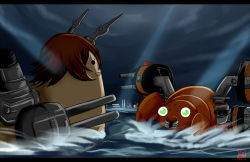 10s animal animalization artist_name battle brown_hair crossover dated drie gekkan_shoujo_nozaki-kun gen_1_pokemon headgear kantai_collection letterboxed mushroom mutsu_(kancolle) mutsu_(kantai_collection) mutsu_(snail) night night_sky nintendo no_humans ocean open_mouth oversized_animal ozawa_ari pacific_rim paras pokemon pokemon_(creature) polka_dot prinz_eugen_(kancolle) sakura_chiyo ship_turret short_hair signature sky smile snail solid_circle_eyes voice_actor_connection water