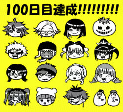 Rule 34 | 6+boys, 6+girls, amemiya darumi, aotsuki eito, blush, brother and sister, chibi, ginzaki shouma, glasses, hanekawa tsubasa, kirifuji nozomi, magadori kyoshika, maruko gaku, masked, mojiro moko, multiple boys, multiple girls, nigou (hundred line), omokage yugamu, oosuzuki kurara, shimerike, shizuhara hiruko, siblings, simple background, sirei (hundred line), sumino takumi, the hundred line -last defense academy-, tongue, tongue out, translation request, tsukumo ima, tsukumo kako, yakushiji takemaru