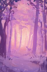 Rule 34 | artist name, commentary, deer, forest, nature, no humans, original, outdoors, purple theme, scenery, signature, tree, zandra