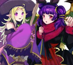 2girls animal_ears blonde_hair dragon_girl dragon_wings dress fire_emblem fire_emblem:_the_sacred_stones fire_emblem_awakening fire_emblem_heroes halloween halloween_costume hat looking_at_viewer multiple_girls myrrh_(fire_emblem) myrrh_(halloween)_(fire_emblem) nintendo nowi_(eternal_witch)_(fire_emblem) nowi_(fire_emblem) official_alternate_costume pointy_ears purple_eyes purple_hair rabbit_ears red_eyes rem_(eyes_410) smile twintails wings witch_hat