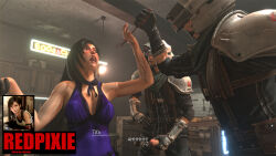 Rule 34 | arm up, armpits, arms up, hand on own hip, highres, indoors, kitchen, neon lights, upper body