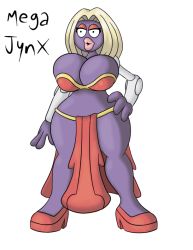 1girl bikini bikini_top_only breasts cleavage creatures_(company) fakemon game_freak gen_1_pokemon huge_breasts hyperflannel jynx nintendo pokemon pokemon_(creature) red_bikini swimsuit tagme