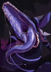 absurdres borrowed_character dragon drooling highres huge_filesize long_tongue misoden no_humans original pov saliva sharp_teeth signature teeth tongue tongue_out vore