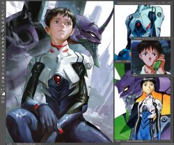 1boy art_program_in_frame black_hair bodysuit evangelion_(mecha) ikari_shinji male_focus mecha mecha_pilot_suit neon_genesis_evangelion photo-referenced robot sabertoon_artt short_hair two-tone_bodysuit unfinished white_bodysuit