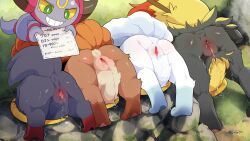 1boy 4girls alolan_form alolan_vulpix animal_sexualization anus black_fur braixen brown_fur dagasi gen_1_pokemon gen_5_pokemon gen_6_pokemon gen_7_pokemon highres hoopa legendary_pokemon multiple_girls mythical_pokemon nintendo pokemon pokemon_(creature) portal_(object) pussy pussy_juice uncensored vulpix white_fur yellow_fur zorua