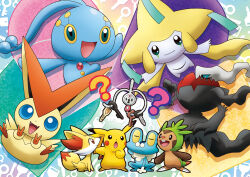 :d :o =_= ? artist_request blue_eyes chespin closed_eyes closed_mouth colored_sclera darkrai double_v fangs fennekin froakie gen_1_pokemon gen_3_pokemon gen_4_pokemon gen_5_pokemon gen_6_pokemon highres jirachi key klefki legendary_pokemon manaphy mythical_pokemon nintendo no_humans official_art open_mouth orange_eyes pikachu pokemon pokemon_(anime) pokemon_(creature) pokemon_focus pokemon_xy_(anime) smile starter_pokemon_trio teeth third-party_source upper_teeth_only v victini yellow_sclera