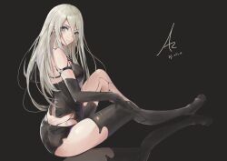 1girl butt_crack high_heels looking_at_viewer mecha_musume nier nier:automata nier_(series) nisen tagme thighhighs yorha_type_a_no.2