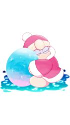 artist_request beak beanie closed_eyes egg fur-trimmed_robe fur-trimmed_sleeves fur_trim gloves hat highres hugging_object king_dedede kirby_(series) long_sleeves nintendo no_humans pom_pom_(clothes) pom_pom_beanie red_hat red_robe robe sitting sleeves_past_wrists solo source_request third-party_source white_background yellow_gloves