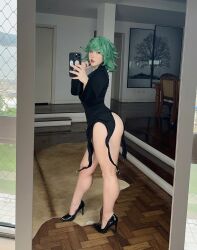 Rule 34 | 1girl, ass, ass focus, cosplay, fegalvao, female focus, full body, highres, lips, one-punch man, photo (medium), real life, solo, tatsumaki, tatsumaki (cosplay)