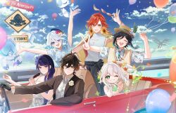 2boys 4girls absurdres ahoge breasts cleavage earrings furina_(genshin_impact) genshin_impact green_eyes green_hair hair_between_eyes heterochromia highres jewelry long_hair mavuika_(genshin_impact) multicolored_hair multiple_boys multiple_girls nahida_(genshin_impact) orange_eyes pointy_ears raiden_shogun red_hair shiba_(tonari_no_shiba_inu) side_ponytail smile streaked_hair symbol-shaped_pupils trap two-tone_hair venti_(genshin_impact) very_long_hair white_hair zhongli_(genshin_impact)