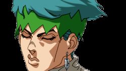 Rule 34 | 1boy, animated, animated gif, blue eyes, blue hair, daga kotowaru, diamond is not crash, earrings, epic, headband, jewelry, jojo no kimyou na bouken, kishibe rohan, male focus, matching hair/eyes, official style, okazaki johnny, solo, transparent background