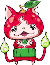 cat colored_skin fire flame-tipped_tail green_fire haramaki hitodama leaf lowres multiple_tails no_humans notched_ear official_art raichinyan red_skin simple_background solo tail third-party_source transparent_background two_tails youkai_(youkai_watch) youkai_watch