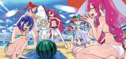 6+girls aijou_rentarou animal_ears ass breasts cat_ears dei_matsuri food fruit hanazono_hahari hanazono_hakari haraga_kurumi inda_karane kaho_eira kedarui_aashii kimi_no_koto_ga_dai_dai_dai_dai_daisuki_na_100-nin_no_kanojo large_breasts meido_mei momi_momiji multiple_girls nekonari_tama nozawa_yukiko small_breasts swimsuit tomogara_saki torotoro_kishika watermelon yakuzen_kusuri yoshimoto_shizuka