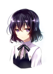 1girl :c bad_id bad_pixiv_id black_hair jitome nunotaba_shinobu purple_eyes school_uniform short_hair toaru_kagaku_no_railgun toaru_kagaku_no_railgun_s toaru_majutsu_no_index upper_body zinno