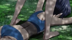 10s 2girls akuma_no_riddle animated animated_gif ass azuma_tokaku barefoot bikini feet inukai_isuke multiple_girls sitting sitting_on_person swimsuit