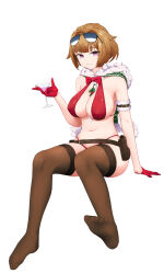 Rule 34 | 1girl, absurdres, belt, black thighhighs, bow, bowtie, breasts, brown hair, cape, cleavage, cocktail glass, cosplay, cup, cupping glass, drinking glass, eyewear on head, fur cape, girls&#039; frontline, gloves, grizzly mkv (girls&#039; frontline), highleg, highleg panties, highres, holding, holding cup, holster, large breasts, looking at viewer, nonoan jp, panties, purple eyes, python (girls&#039; frontline), python (girls&#039; frontline) (cosplay), python (hunting time) (girls&#039; frontline), red bow, red bowtie, red gloves, red panties, short hair, sitting, smile, solo, sunglasses, thighhighs, underwear