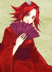 00s bad_id bad_pixiv_id hichi izayoi_aki japanese_clothes makeup red_hair short_hair solo yellow_eyes yu-gi-oh! yu-gi-oh!_5d&#039;s