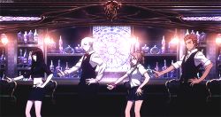 10s 2boys 2girls animated animated_gif chiyuki_(death_parade) dancing death_parade decim_(death_parade) ginti kurokami_no_onna lowres multiple_boys multiple_girls