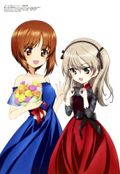 Rule 34 | 2girls, absurdres, artist request, copyright name, copyright notice, girls und panzer, highres, looking at viewer, magazine scan, megami magazine, multiple girls, nishizumi miho, official art, scan, shimada arisu, simple background, white background