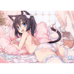 Rule 34 | 1girl, animal ears, cat, cat ears, female focus, solo, tagme, tail, thighhighs, white thighhighs