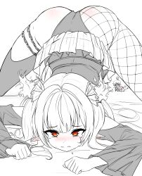 1girl blonde_hair breasts chromashift elf female_focus hag long_hair multicolored_hair necromancer nude pointy_ears red_eyes red_hair rhyme ruby_runeheart small_breasts solo solo_focus two-tone_hair virtual_youtuber vtuber_fanart witch