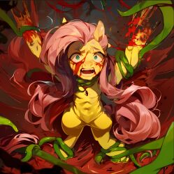 bdsm blood bondage bound everfree_forest fan_fiction fantasy_horror fluttershy fluttershy_fanart fluttershy_my_little_pony goretober grimdark guro hasbro_my_little_pony horror_(theme) horror_macabre jungle mlp_fan_art mlp_fan_artwork mlp_my_little_pony my_little_pony my_little_pony:_friendship_is_magic nature pink_hair_girl plant pony savage scared tortured vines