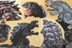 artist_request claws gamera gamera_(series) gamera_3:_revenge_of_iris highres japanese_text kaiju monster no_humans no_pupils open_mouth sea_monster sharp_teeth source_request tail teeth tongue trauma_gamera turtle turtle_shell tusks white_eyes