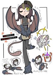 Rule 34 | &gt; &lt;, +++, 1girl, ;), ^ ^, anger vein, arrow (symbol), bare shoulders, black pantyhose, breasts, bug, closed eyes, closed mouth, covered navel, dragon wings, fang, fang out, fleeing, gypceros, highres, leg up, long hair, looking up, lying, medium breasts, monster hunter (series), nerscylla, o o, on back, one eye closed, open mouth, pantyhose, personification, pink tail, playing dead, poison, purple hair, raised eyebrow, rumford, silk, simple background, sleeveless, smile, sparkle, speech bubble, spider, spider web, standing, standing on one leg, tail, thought bubble, translation request, trembling, white background, wings, yellow eyes
