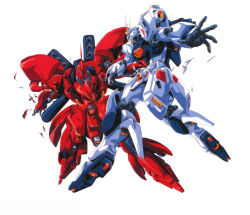 Rule 34 | 1980s (style), battle, beam cannon, cable, char&#039;s counterattack, chest cannon, damaged, debris, duel, earth federation, gundam, izubuchi yutaka, key visual, machinery, magazine scan, mecha, mecha focus, mobile suit, neo zeon, no humans, nu gundam, official art, oldschool, production art, promotional art, radio antenna, retro artstyle, robot, sazabi, scan, science fiction, simple background, spoilers, traditional media, v-fin, white background
