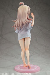 Rule 34 | 1girl, absurdres, ahoge, ass, bare legs, barefoot, blue dress, dress, figure, figure (medium), from behind, full body, highres, kneepits, legs, long hair, no pants, official art, onii-chan wa oshimai!, oyama mahiro, shirt, short sleeves, solo, standing