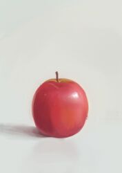 Rule 34 | apple, commentary request, food, food focus, fruit, grey background, highres, no humans, original, rpbpc 8, shadow, still life, wet