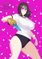 1girl brown_eyes ichikawa_sumino no.1_sentai_gozyuger otokamu pink_eyes shirt short_shorts shorts solo super_sentai